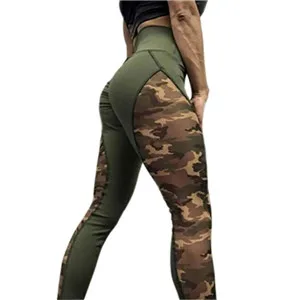 Army Green Женские спортивные Леггинсы с высокой талией для фитнеса, эластичные леггинсы с камуфляжным принтом, сексуальные леггинсы в стиле милитари - Цвет: Army Green