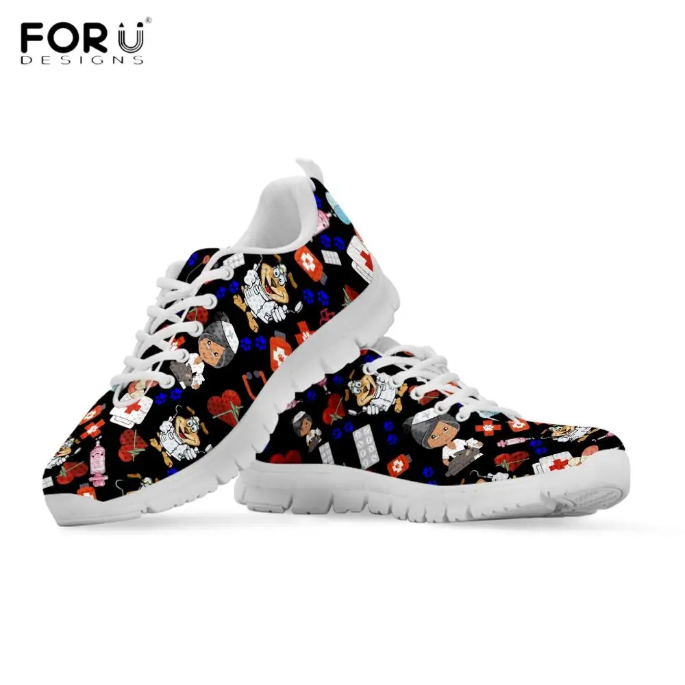 FORUDESIGNS/Модные женские кроссовки; сезон весна-осень; женская обувь на плоской подошве с узором медсестры; Повседневная дышащая обувь; Zapatos De Mujer