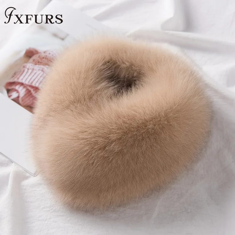 FXFURS, новинка, корейский стиль, женские зимние шарфы из лисьего меха, натуральный мех, с магнитом, легко носить,, воротник из лисьего меха, шарф, кольцо - Цвет: camel