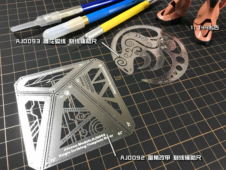 Model Hobby Craft Building Accessories Tool Edge Engraving Aid Ruler Angle Fixation Measurement Tool 4 in 1 model tools