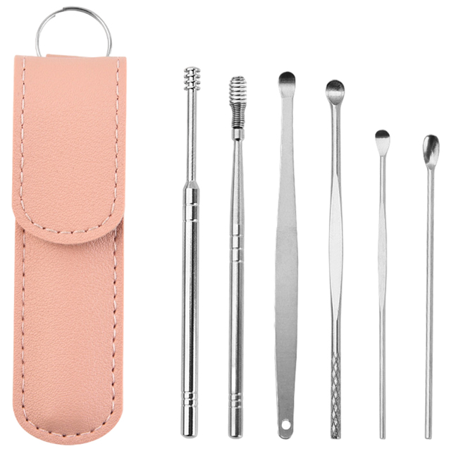 Ear Cleaner Earwax Removal Tool Stainless Steel Earpick Curette Ear Cleaning Wax Remover Spring Spoon Ear Pick Cleanser