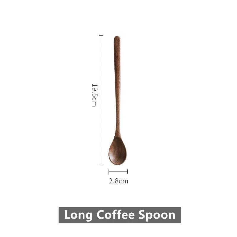 Musowood Black Walnut Wood Spoons Coffee Honey Spoons Wooden Japanese Style Stir Long Scoop Large Soup Kitchen Tableware Gift - Цвет: Long Coffee Spoon