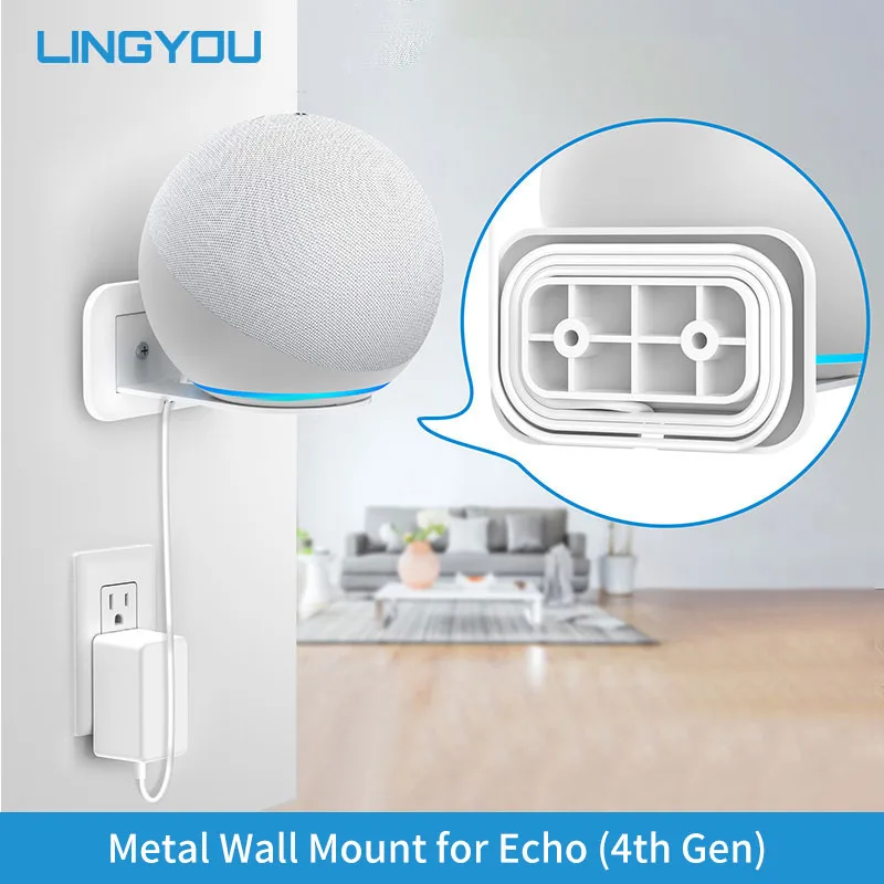 LINGYOU Wall Mount For Amazon Echo 4th Gen Metal Shelf Alexa 4 Smart Speaker Holder Space Saving With Cable Management | Электроника