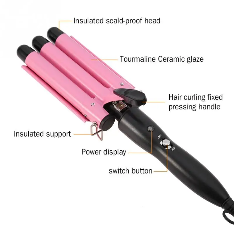 Hair Curling Iron Ceramic Triple Professional Triple Pipe Hair Curler Egg Roll Hair Styling Tools Hair Styler Wand Curler Irons