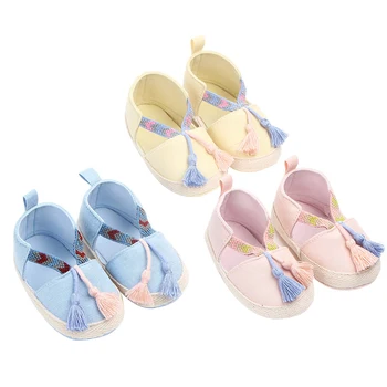 

Infant Baby Crib Shoes Soft Sole Tassels Prewalker Flats Anti-Slip Princess Dress Shoes