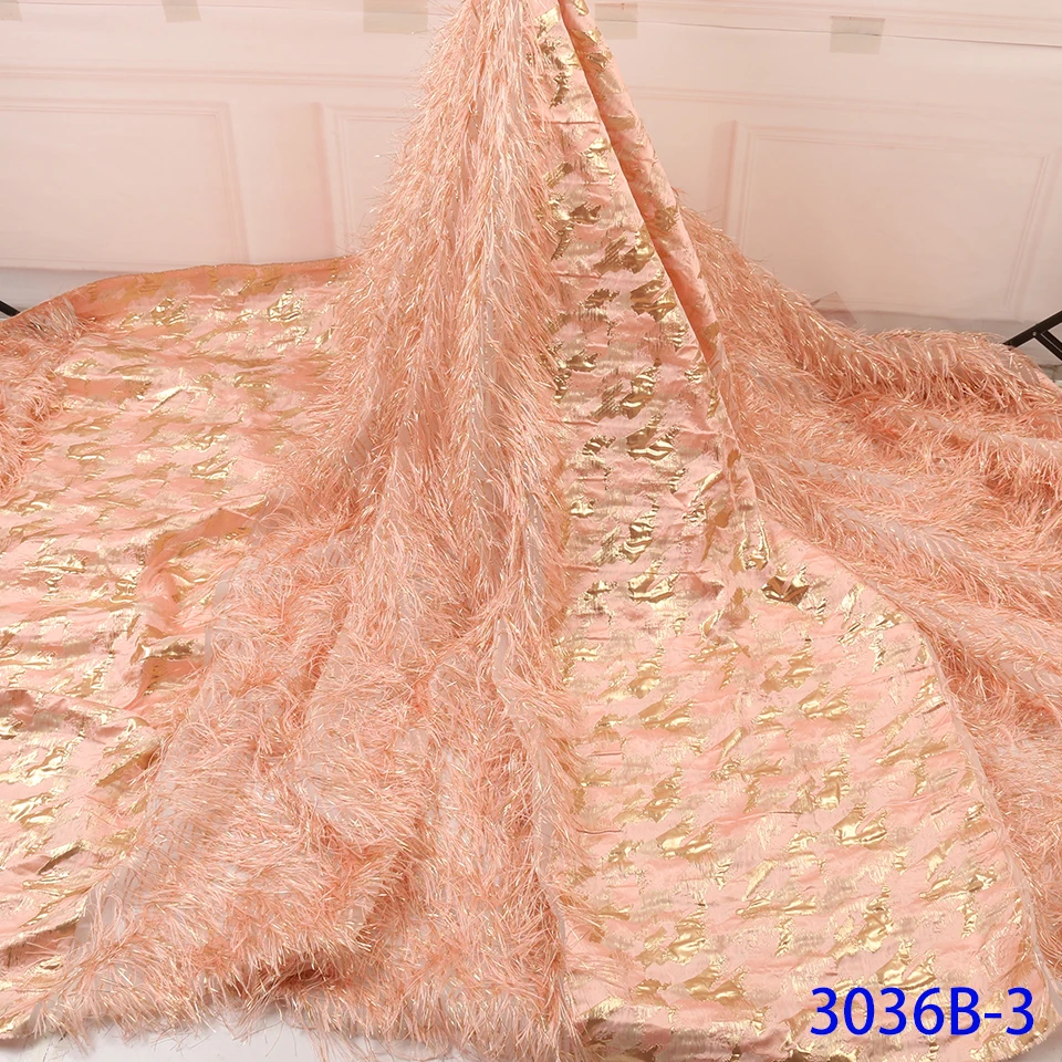 NIAI African Lace Fabric High Quality Lace Material Tulle Nigerian Brocade Mesh Lace Fabrics For Wedding Dress XY3036B-2
