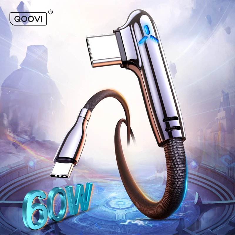 USB C Zu Typ C Kabel PD 60W 90 Grad Schnell Ladung Handy Ladegerät Schnelle Ladekabel Für xiaomi Samsung Macbook Pro iPad