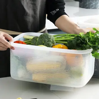 

1/3pcs Kitchen Storage Container Sealed Storage Box Plastic Crisper Box For Fruit Vegetables Dry Grain Rice Barrel Sealed Box