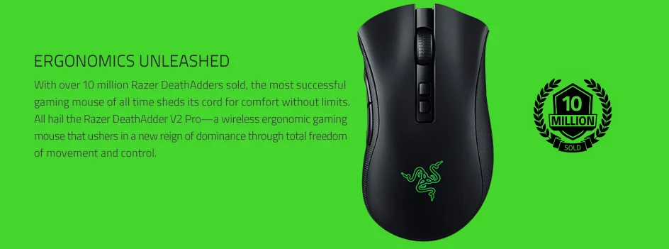 Wireless Ergonomic Gaming Mouse - Razer DeathAdder V2 Pro