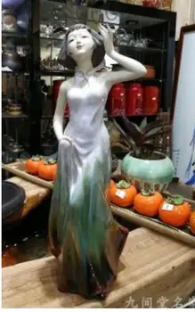 

Classic lady four beauties Shiwan ceramic doll sculpture crafts Bogu frame club Beauty Women statue Home decoration pieces