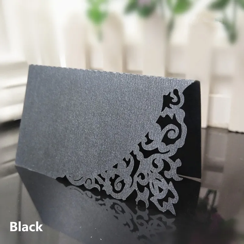 Black 100 шт лазерная резка 9*9 см свадебные настольные карты для свадьбы/рождения ребенка полые вечерние именные карты 7Z-SH870-100 - Цвет: Black