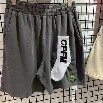 

2020 High Quality CPFM Socks Stitching Shorts Men Women Faded Washed Casual Cotton HipHop Knee Length Shorts Men