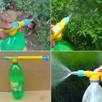 

Yellow+blue Durable Mini Sap Bottles Interface Plastic Trolley Gun Hose Nozzle Sprayer Adjustable Water Spraying Garden Watering