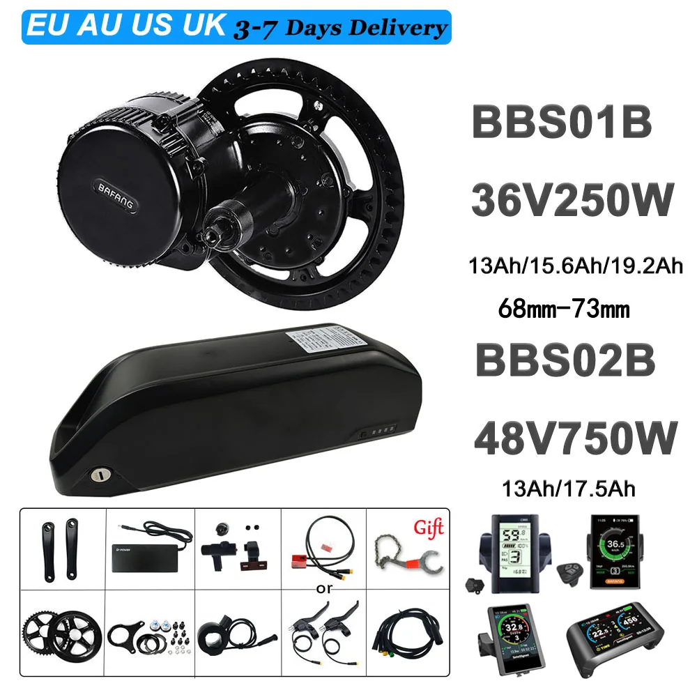 48V 750W 36V 250W Bafang BBS02B BBS01B Mid Drive Ebike Motor Electric Bike  Conversion Kit with 13AH 17.5AH Bicycle Battery|Electric Bicycle Motor| -  AliExpress