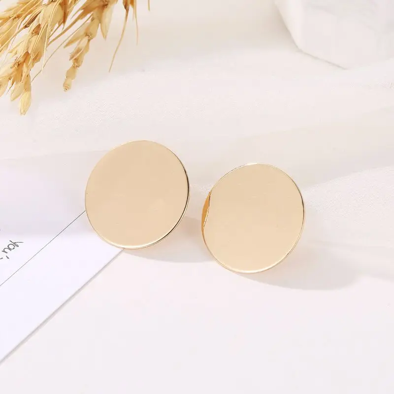 Gold Новые золотые серебряные глянцевые круглые Клипсы Серьги без пирсинга простые Стильные уши прозрачные круглые прелестные серьги для женщин - Окраска металла: Gold