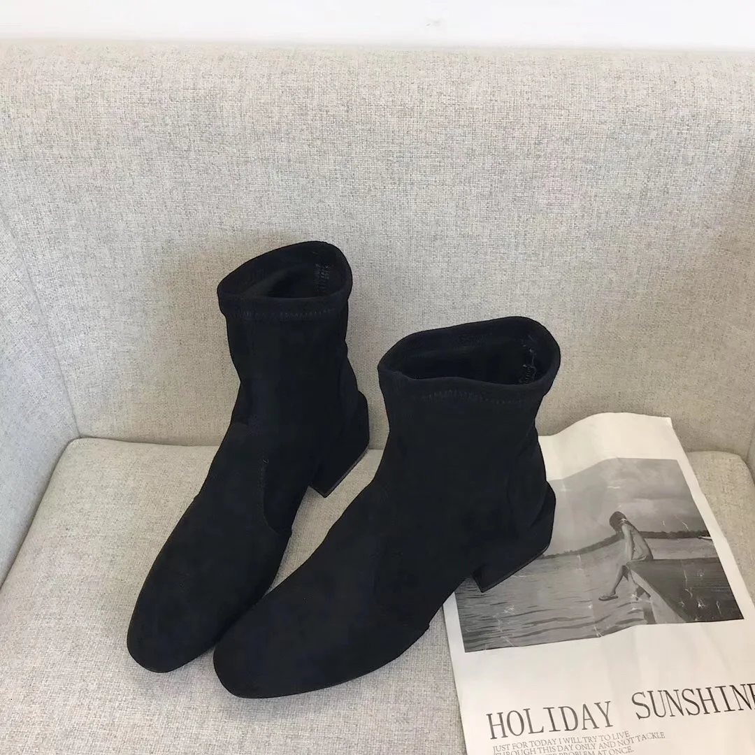 Best 2019 Autumn Winter Faux Leather Boots Korean Style Elegant Suede Leather Boots Black Brown