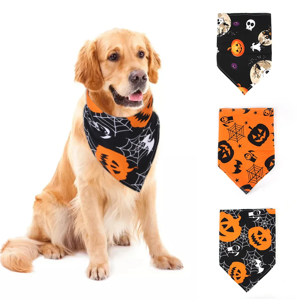 

Halloween Costume Dog Bandana Scarf Pet Accessories Neckerchief Animal Saliva Towel Funny Collar for Cat Pumpkin Pet Supplies