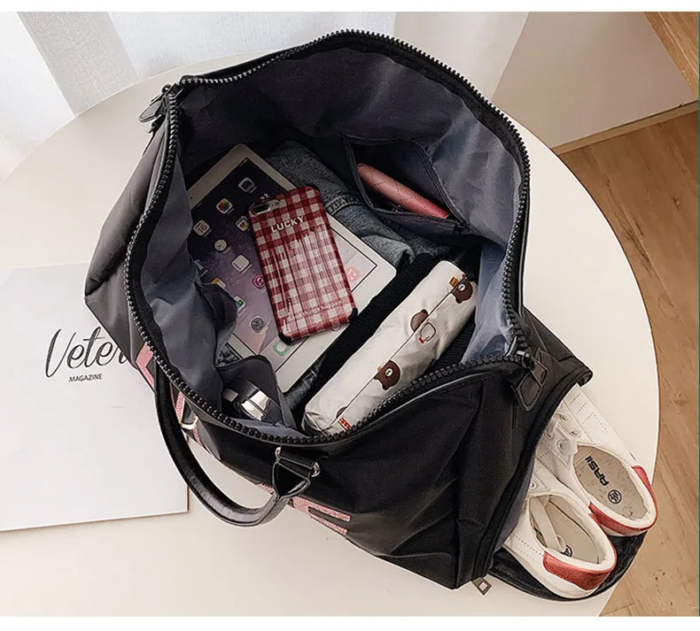 Водонепроницаемая нейлоновая спортивная сумка для спортзала, сумка для багажа, дамские дорожные сумки для обуви с блестками и буквенным принтом, женская сумка для фитнеса, спортивная сумка XA848WD