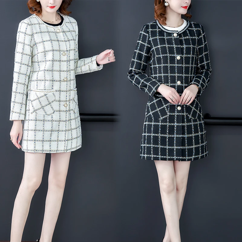 

In the fall and winter wind of vogue small fragrant new tweed socialite long coat of cultivate one's morality