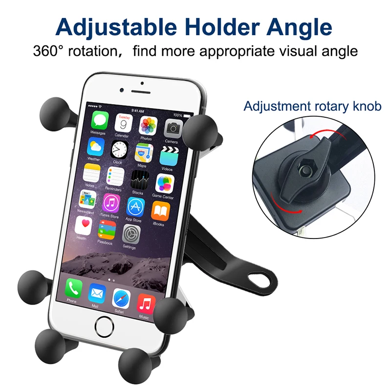 car vent phone holder Univerola Motorcycle Phone Mount Cell Smartphone Holder for Rearview Mirror with 360 Rotate Holder for GPS Motorcycle Support flexible phone holder