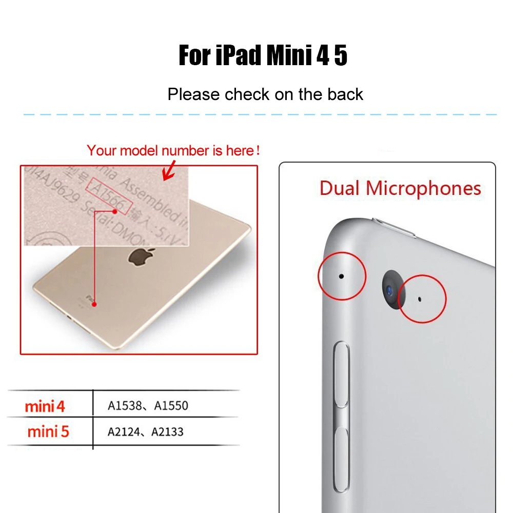 Для iPad Mini 5 чехол, из искусственной кожи+ Мягкий ТПУ силиконовый тройной Стенд смарт-чехол для iPad mini 4 5 чехол