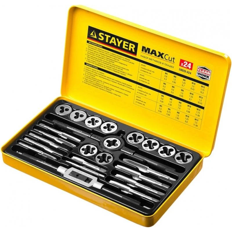 Set of taps and dies STAYER 28020-H24 MaxCut MASTER set floats tap float metal meters meter manual tool tools drills drill Drilling |