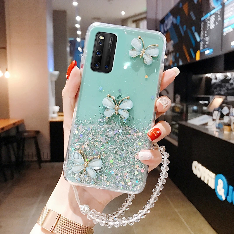 Bling Glitter Butterfly Lanyard Case for Samsung A34 A23 A54 A14 A12 A13 A31 A21S A32 A52 A72 A33 A53 A73 M21 M51 Cover_voghion.com