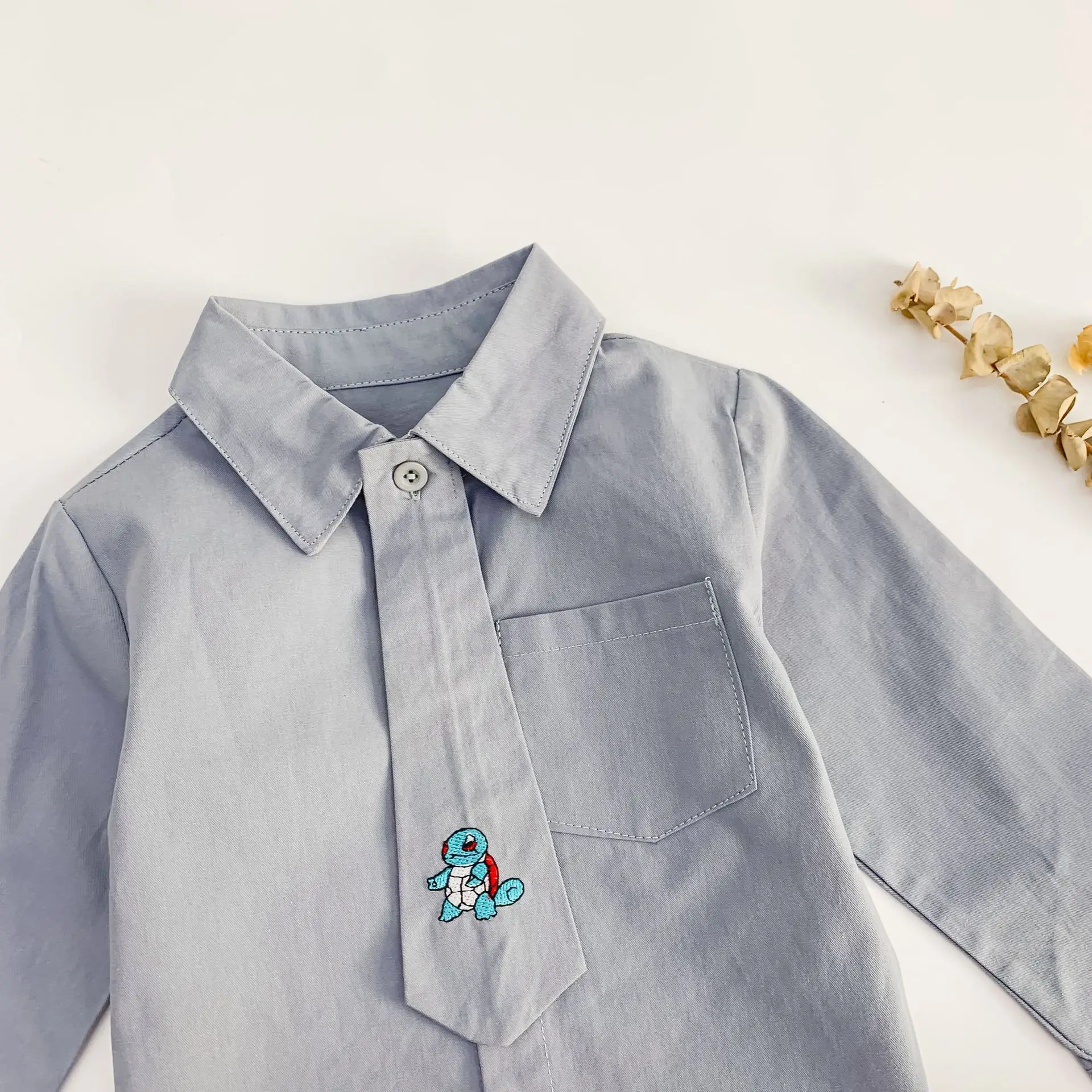 WLG/рубашка для мальчиков и девочек Детская осенняя рубашка оранжевого цвета с вышивкой и героями мультфильмов модная универсальная одежда для малышей