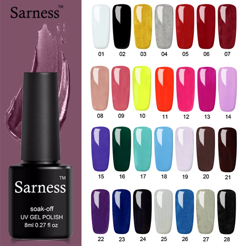 

Sarness Pure Hybrid Nail Gel Varnish 52 Colors UV Gel Nail Polish Soak Off Nail Art Need Rubber Base Coat Top Coat Gel Lacquer