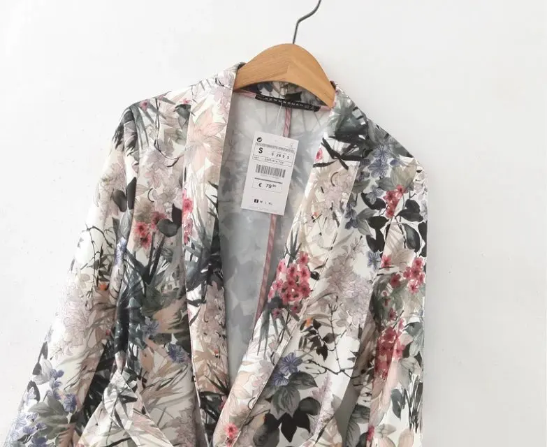 

2019 Spring Clothing New Style Europe And America Women's Elegant Young-Style Flowers Pattern Printed Belt Suit