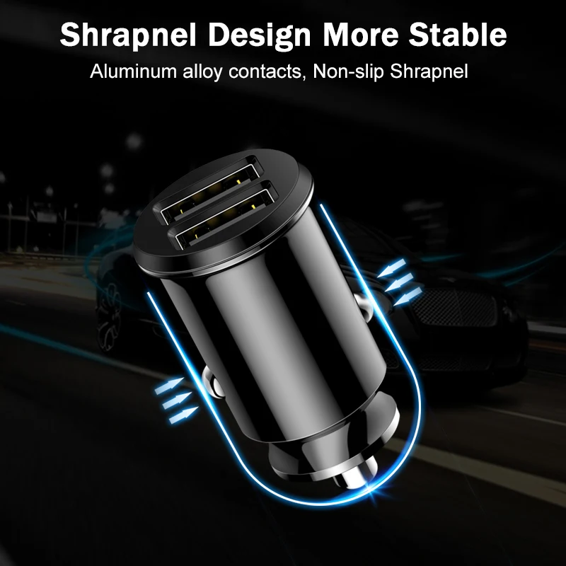 Автомобильное зарядное устройство с двумя USB, универсальное быстрое зарядное устройство с 2 портами, автомобильное зарядное устройство для телефона iPhone 11, Аксессуары для мобильных смартфонов
