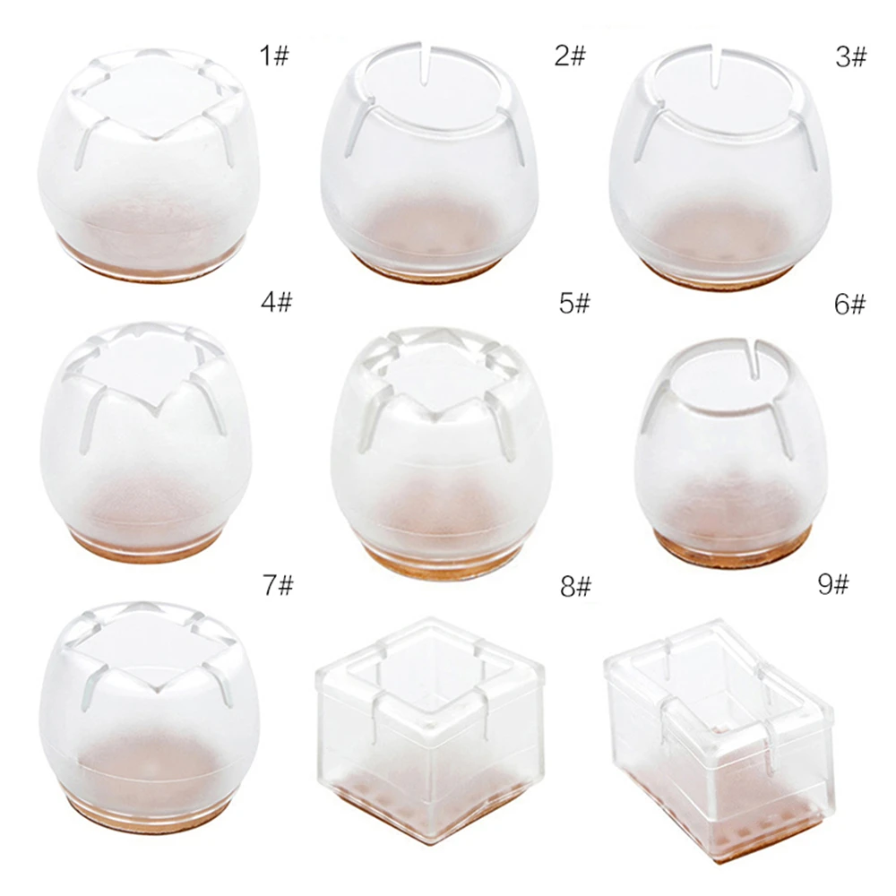 

12Pcs Chair Leg Caps Assorted Round Square Rectangle Silicone Floor Protector Furniture Table Feet Covers rubber feet