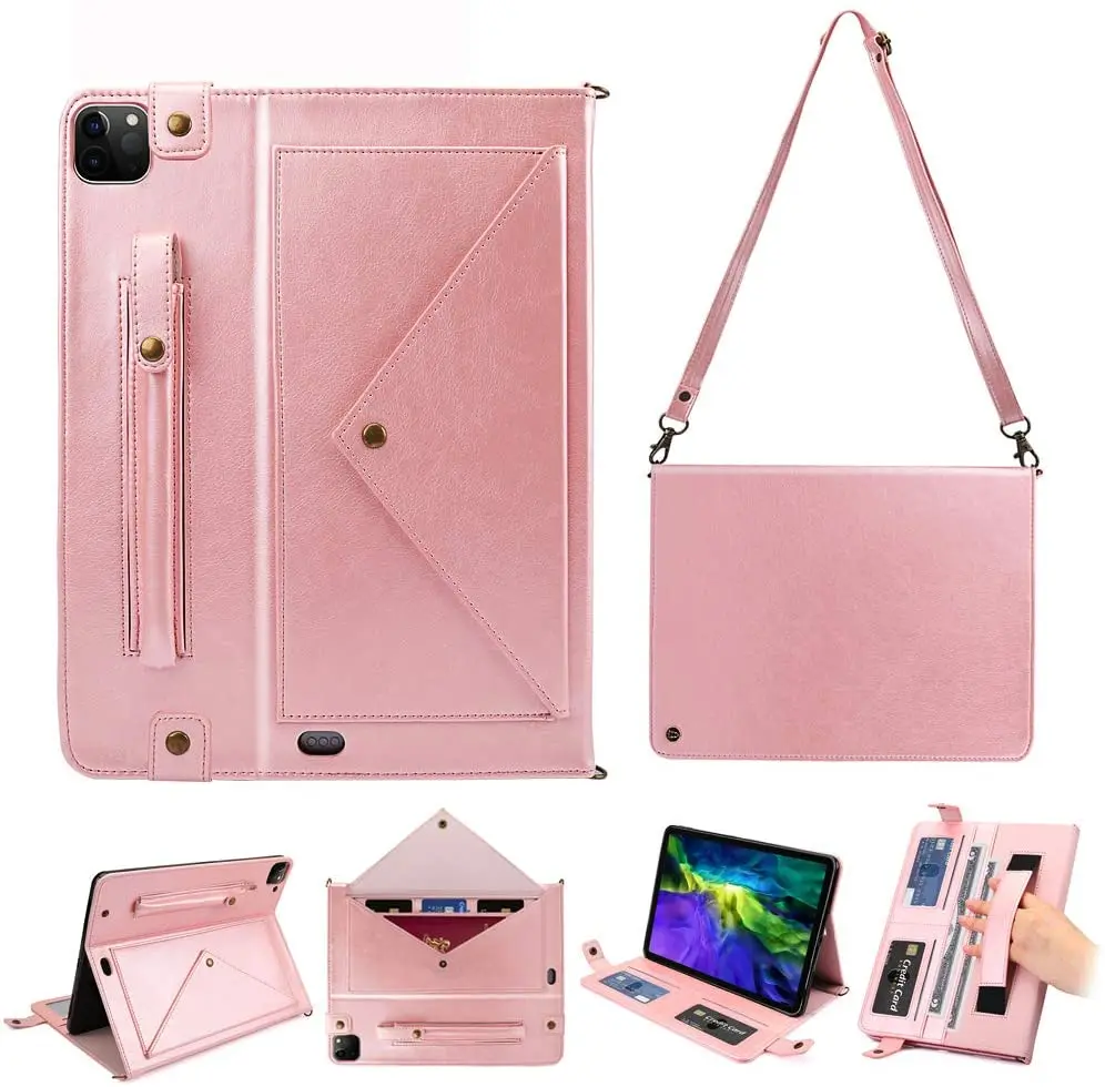 

For iPad Pro 12.9inch 2020 4th Generation Stand Case with Pencil Holder iPad Pro 3rd Gen 2018 Case 6 Card Holder 2 Layer Pocket