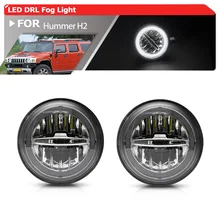 

White DRL Halo Led Front Bumper Driving Fog Light Kits For Hummer H2 2003 2004 2005 2006 2007 2008 2009 OEM: 15258697 15205899