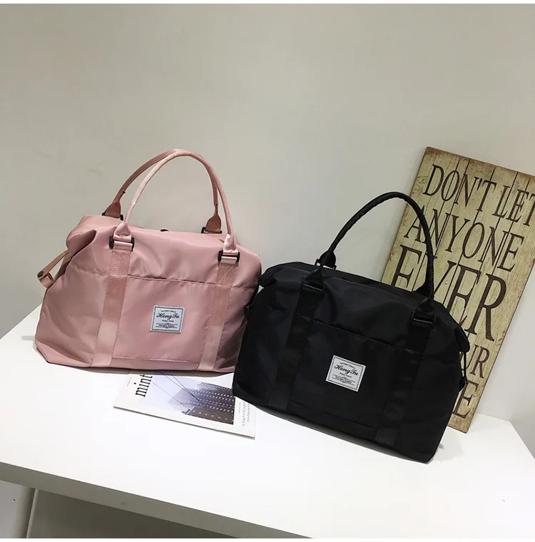 Wholesale Solid Color One-Shoulder Handbag Fashion Simple Nylon Cloth Large Capacity Travel Bag Gym Bag Manufacturers Direct Sel