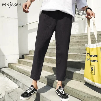 

Pants Men Ankle-length Solid Simple All Match Plus Size Mens Korean Style New Fashion Trousers Casual Comfortable Hot Sale Chic