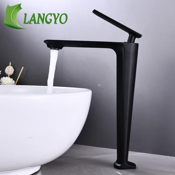 

NEW Design Tall Bathroom Basin Faucet Black/Chrome Single Lever Hot and Cold Basin Faucet Sink Tap Basin Mixer Water Tap Decked