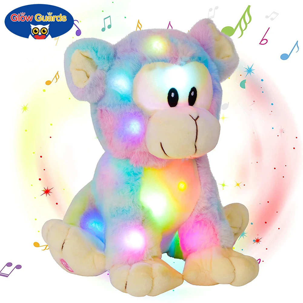 Juguete peluche de mono con luces LED para niños pequeños, muñecos luminosos con iluminación Musical, animales peluche con luces nocturnas, canciones de cuna, para cantar, cumpleaños|Juguetes de peluche que se
