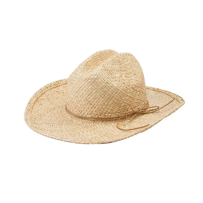 

202112-HH5108B new summer handmade raffia grass beach fedoras cap men women leisure panama jazz hat