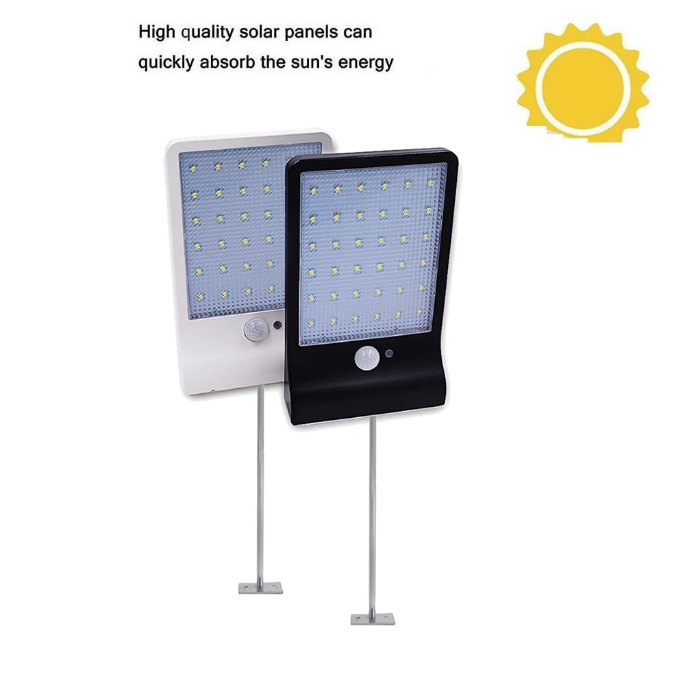 

Metal poles QLTEG 48 LEDS Remote Control 450LM Solar Lamp Human Body Induction Wall Light 3 Models Dimmable Outdoor Garden Yard