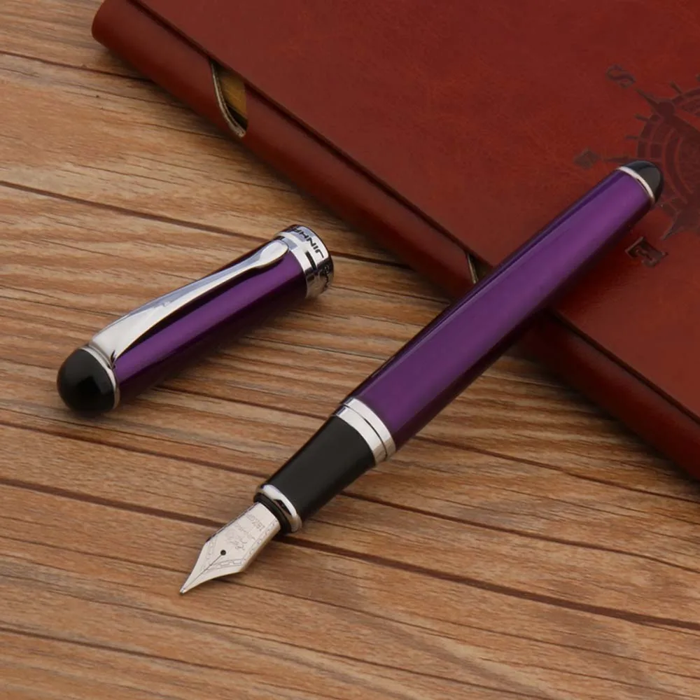 Jinhao X750 перьевая ручка металлическая фиолетовый Серебряный изгиб Перо Чернила