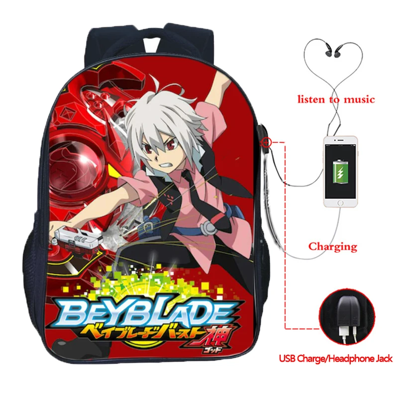 Beyblade USB зарядка студенческий школьный рюкзак мальчики девочки ранец красивый школьный модный рюкзак для подростков мужчин