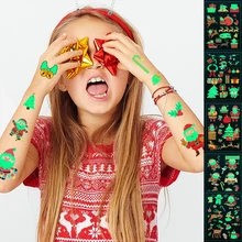 1PCS Christmas Day Luminous Tattoo Stickers Children Fake Tattoo Glowing In Dark Waterproof Face Arm Temporary Tattoo Sticker