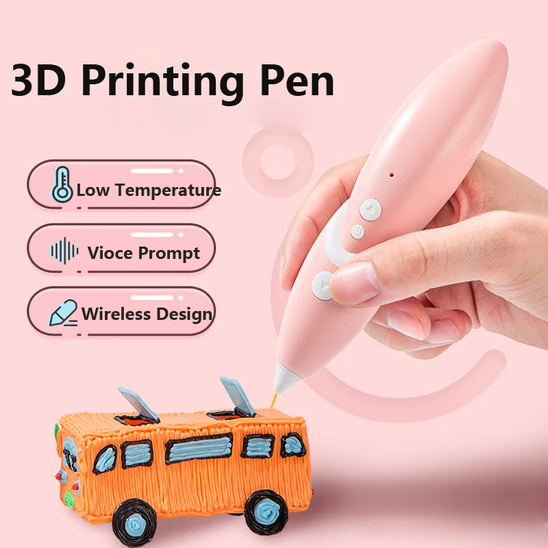 

3D Pen for Kid 3D Printing Pen Low Temperature 5V Voice Prompt DIY 3D Drawing Pen with PCL Filament Toy Birthday Gift for Child