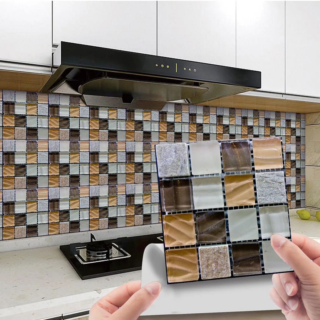Details about   30*30cm 3D Self-Adhesive Kitchen Wall Tiles Bathroom Mosaic Tile Sticker Peel 