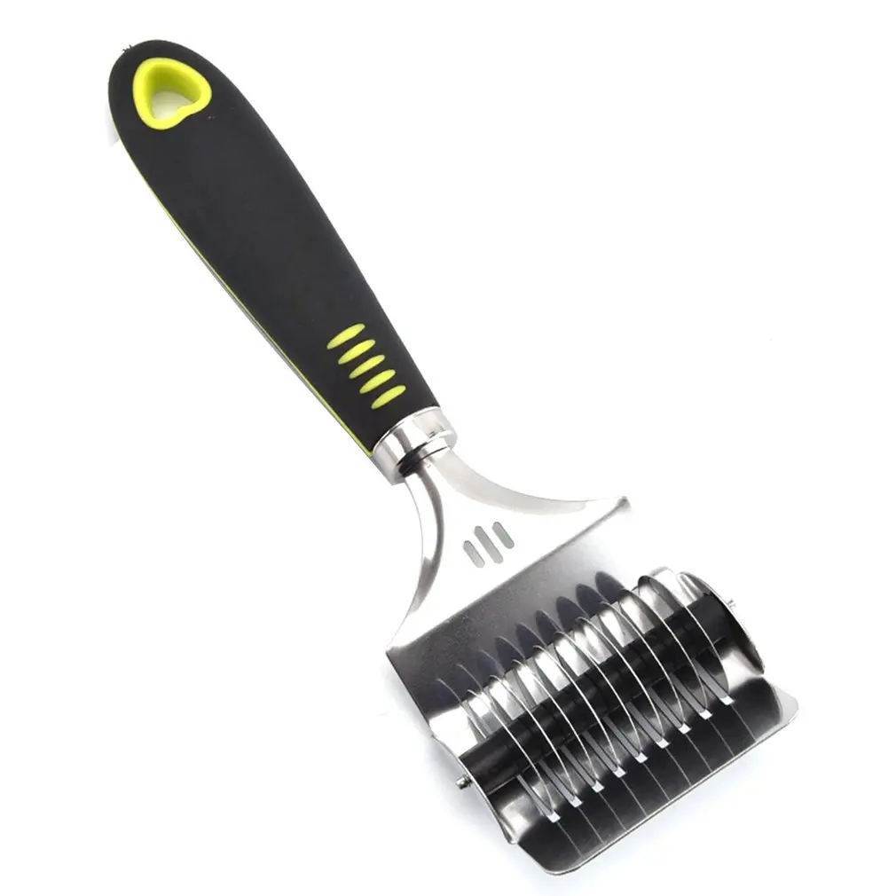 Noodle Cutter Roller Non-slip Comfort Handle Stainless Steel Pasta Spaghetti Maker Noodle Lattice Roller Dough Cutter