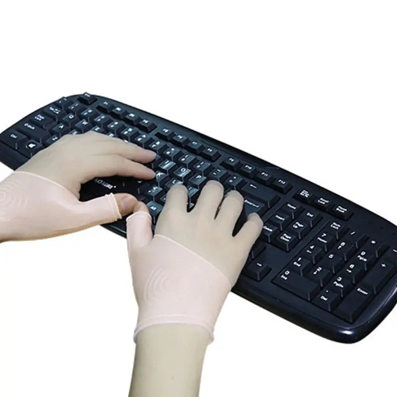 2Pcs Pair Silicone Gel Wrist Support Braces Fingerless Compression Gloves Thumb Stabilizer for Pain Relief Arthritis 1