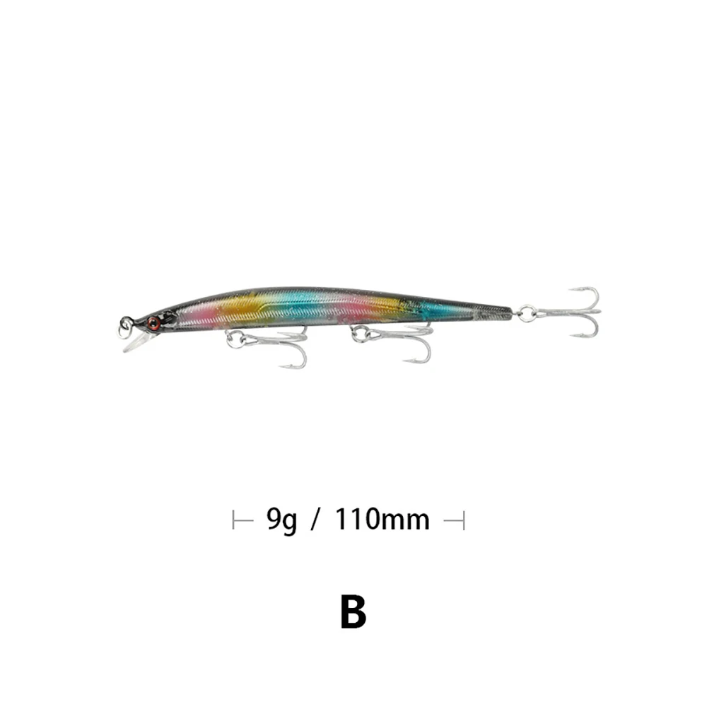 Мизеса; высота каблука 11 см, вес: 9 гр, 10-Цвета длинный выстрел плавающий бионические приманки для рыбной ловли гольян приманки 3D глаза искусственная приманка жесткая наживка Рыбная приманка вобблер - Цвет: B
