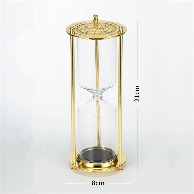 Gold 21cm Европейские металлические песочные часы для дома кухня песочные часы стекло декоративный песок стеклянные песочные часы для рабочего стола украшения подарок - Цвет: Gold 21cm