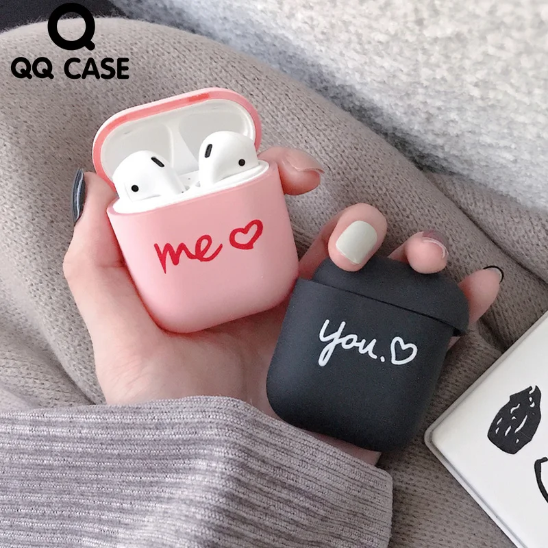 Милый чехол для пар с сердцем Airpods Жесткий Чехол ПК беспроводным Bluetooth наушником